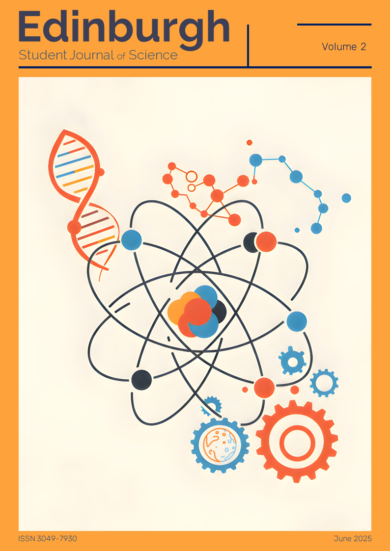 Journal cover of volume 2, featuring a minimal illustration of an atom with other scientific features.